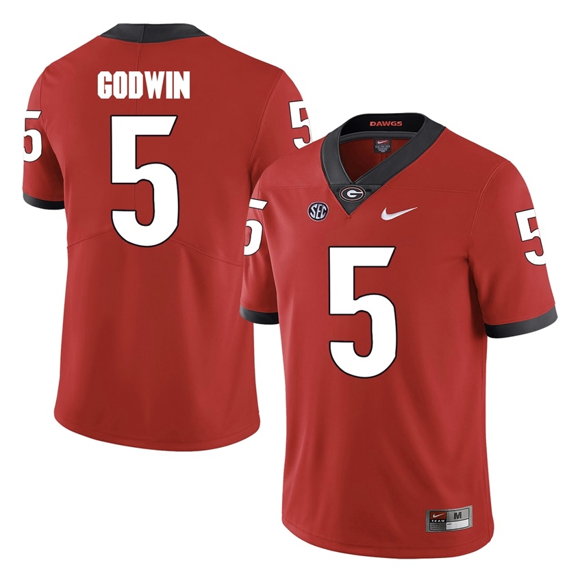 Georgia Bulldogs Men's NCAA Terry Godwin #5 Red Game College Football Jersey SYH5649IG